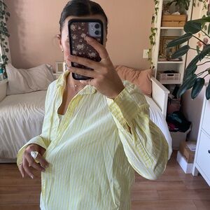 J.Crew lemon yellow striped blouse